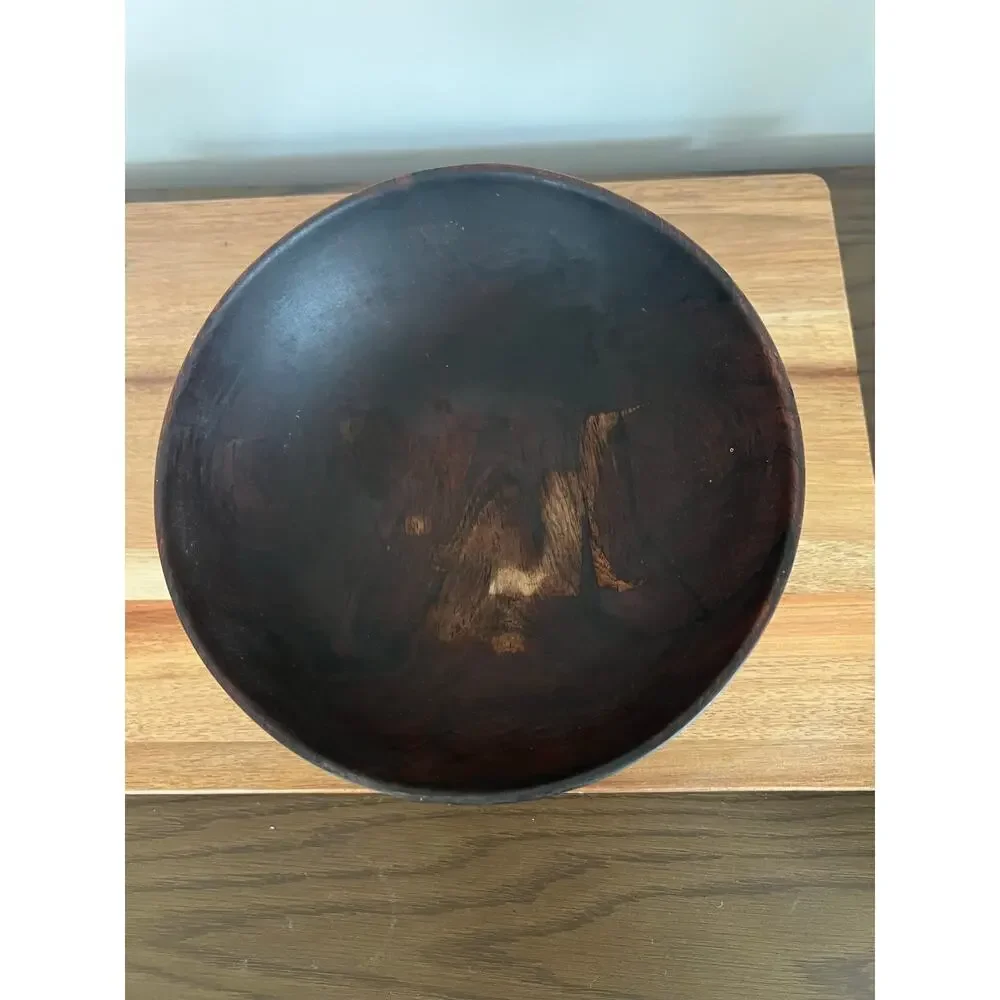 Vintage John May Hand Turned Teak Bowl Signed Jackson NH JL